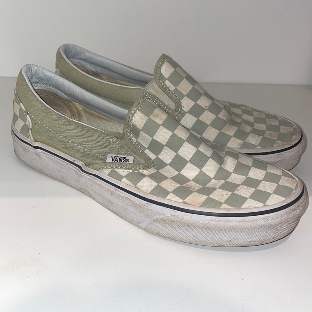 Checkered Vans Mint green